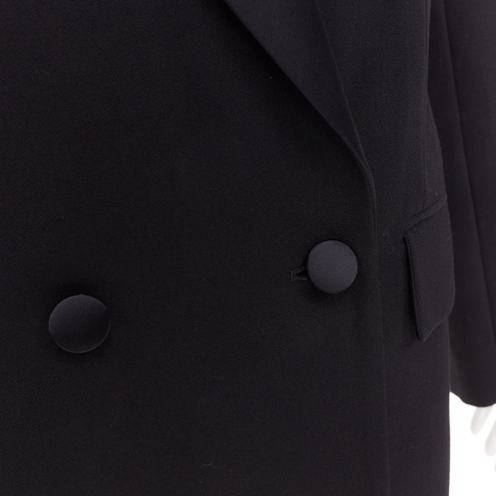 STELLA MCCARTNEY 2023 black wool satin double breasted tuxedo blazer IT38 XS
