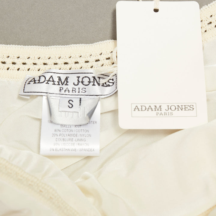 ADAM JONES Vintage ivory knitted bralette pleated ruffle boho slip dress S