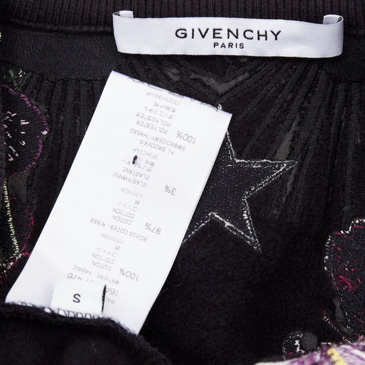 GIVENCHY black Bird of Paradise tropical embroidery cotton sweatshirt S