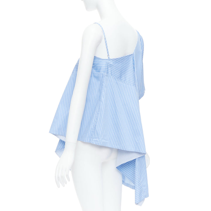 MAISON MARGIELA blue cotton striped deconstructed half cami top IT38 XS