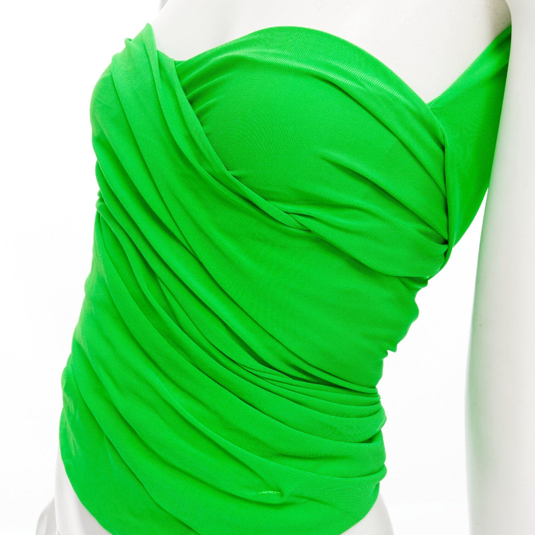 BALENCIAGA 2019 Runway green draped wrap bustier halter top FR36 S