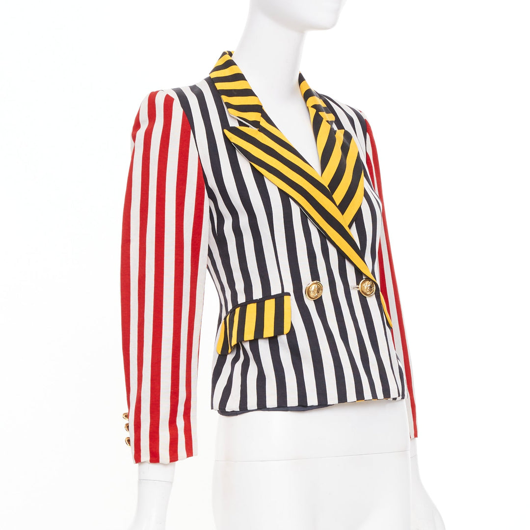 MOSCHINO Cheap & Chic Vintage striped cotton blend cropped blazer IT38 XS
