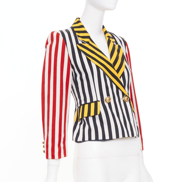 MOSCHINO Cheap & Chic Vintage striped cotton blend cropped blazer IT38 XS