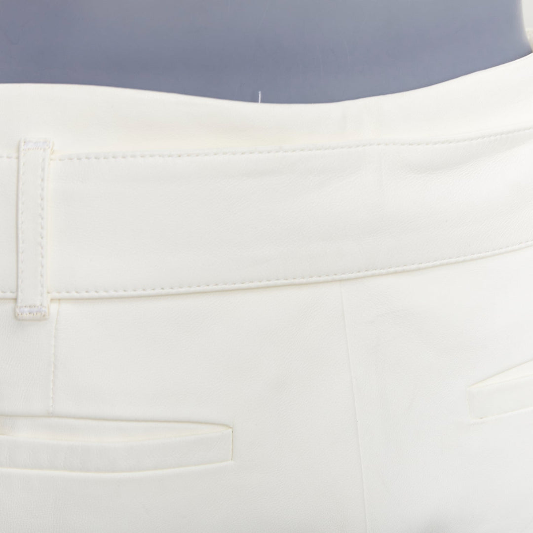 FRAME butter cream lamb leather high waisted belted paperbag shorts 27"