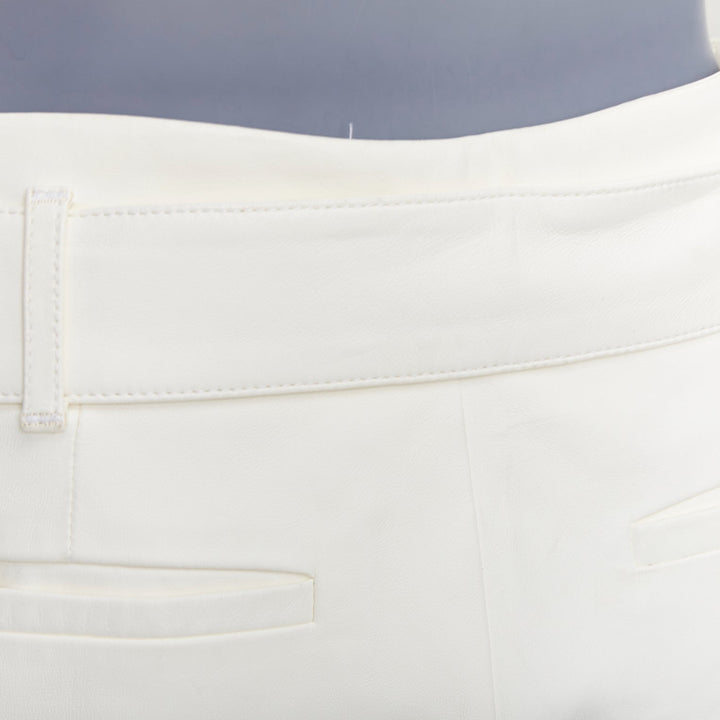 FRAME butter cream lamb leather high waisted belted paperbag shorts 27"
