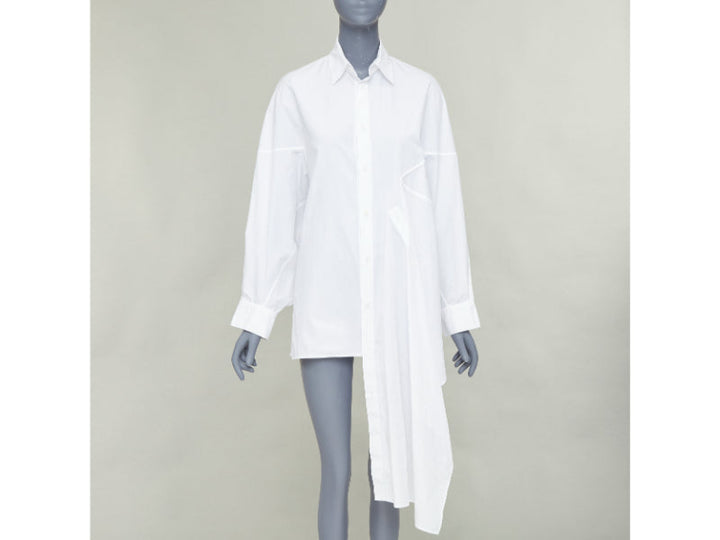 YOHJI YAMAMOTO white cotton oversized asymmetric high low hem shirt JP2 M
