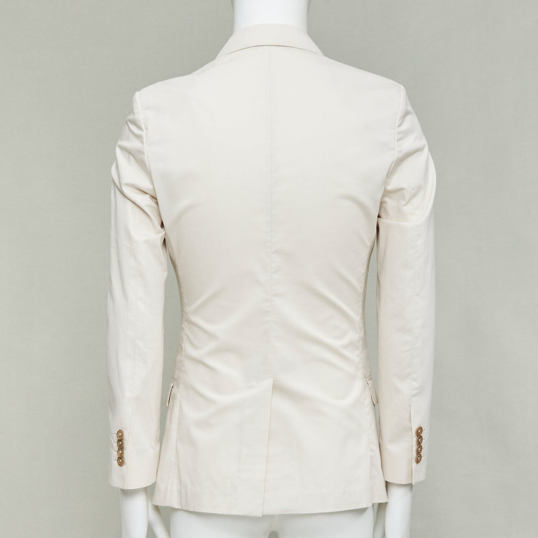 DOLCE GABBANA Taormina beige cotton silk buttons double breasted blazer IT44 XS