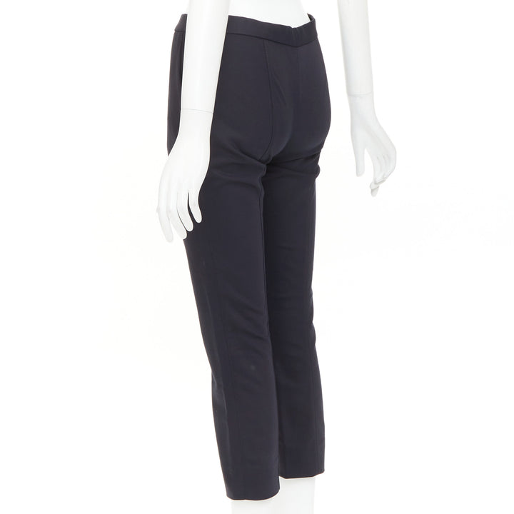THE ROW black cotton blend mid waist panelled back cropped capri pants US0 XS