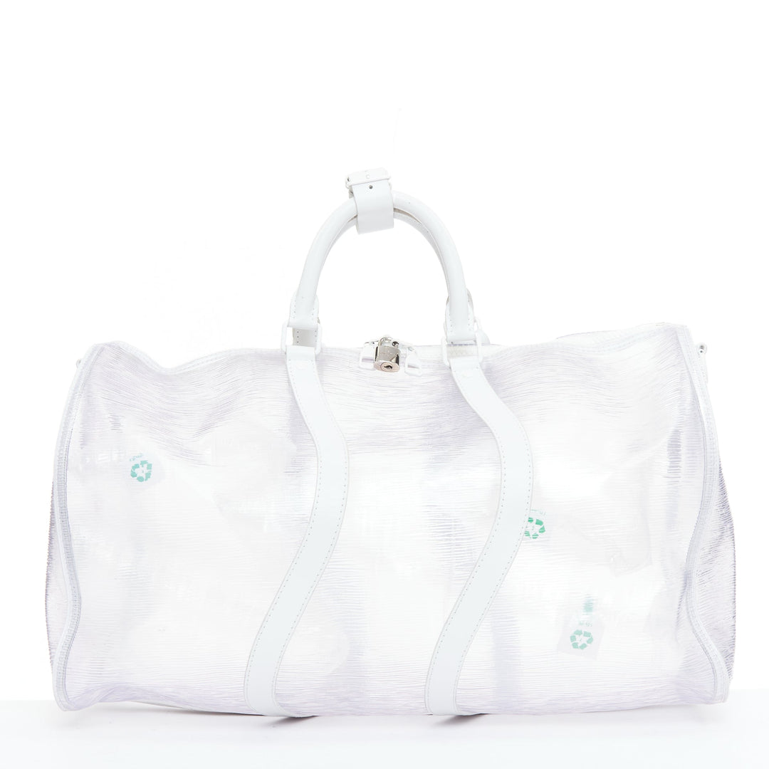 LOUIS VUITTON Virgil Abloh 2019 Keepall Bandouliere 50 white epi PVC travel bag