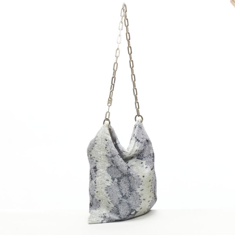 GUCCI TOM FORD Vintage blue grey scaled leather embellished silver chain bag