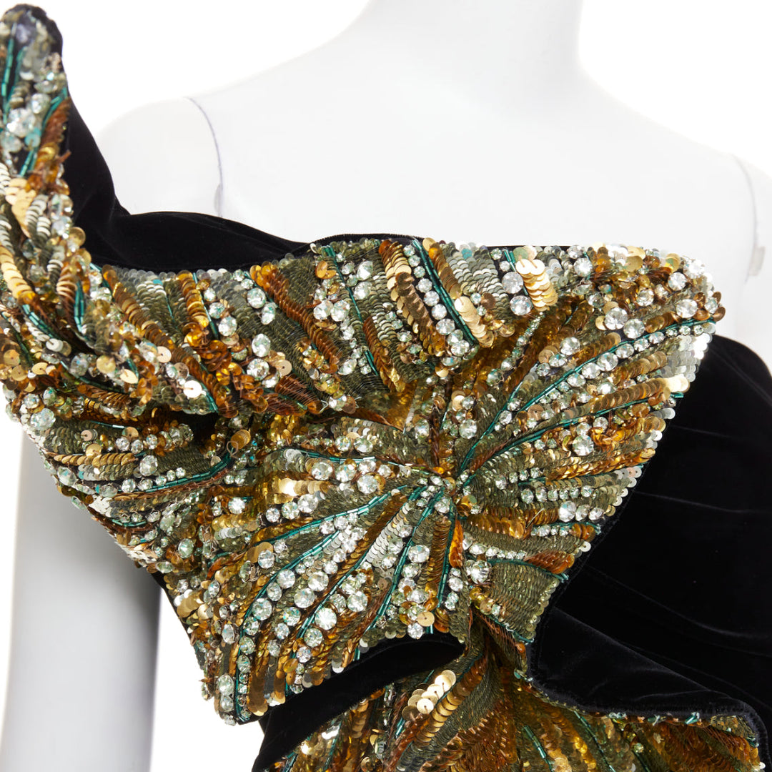 rare ALEXANDRE VAUTHIER COUTURE AW2017 Runway Lesage gold crystals ruffle top S