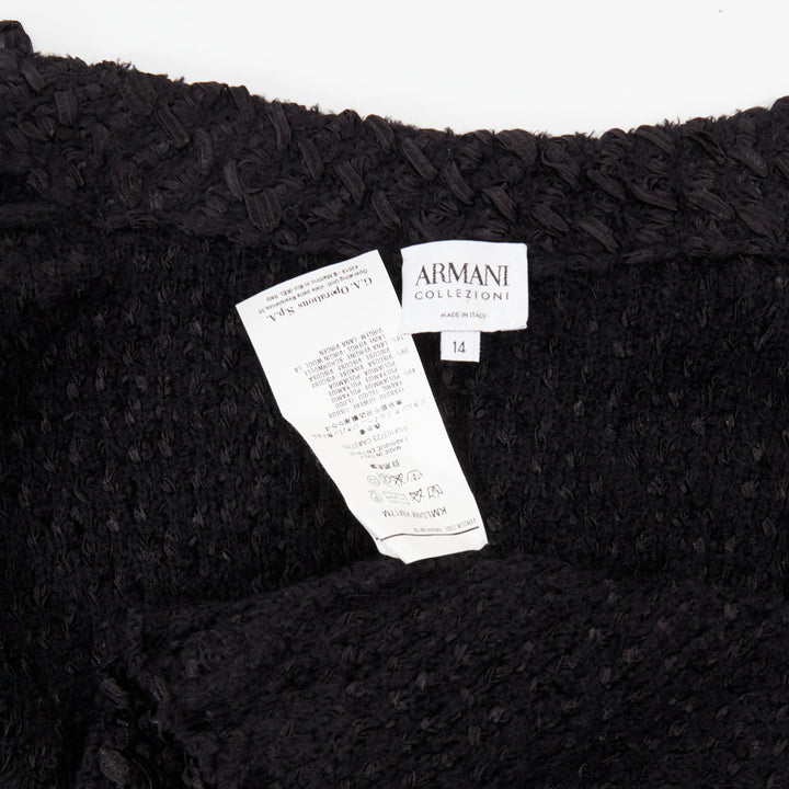 ARMANI COLLEZIONI black nylon ribbon textured knit outerwear coat US14 3XL