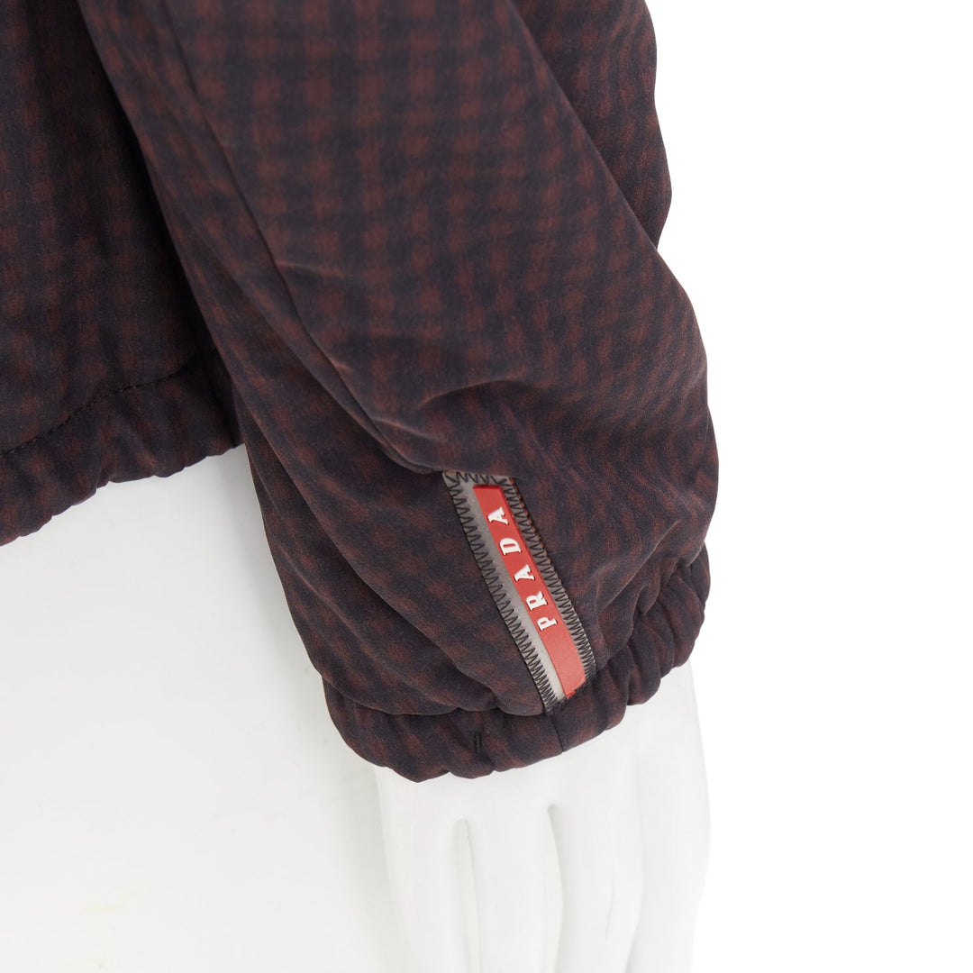 PRADA Linea Rossa 2014 Reversible black burgundy gingham windbreaker IT52 XL