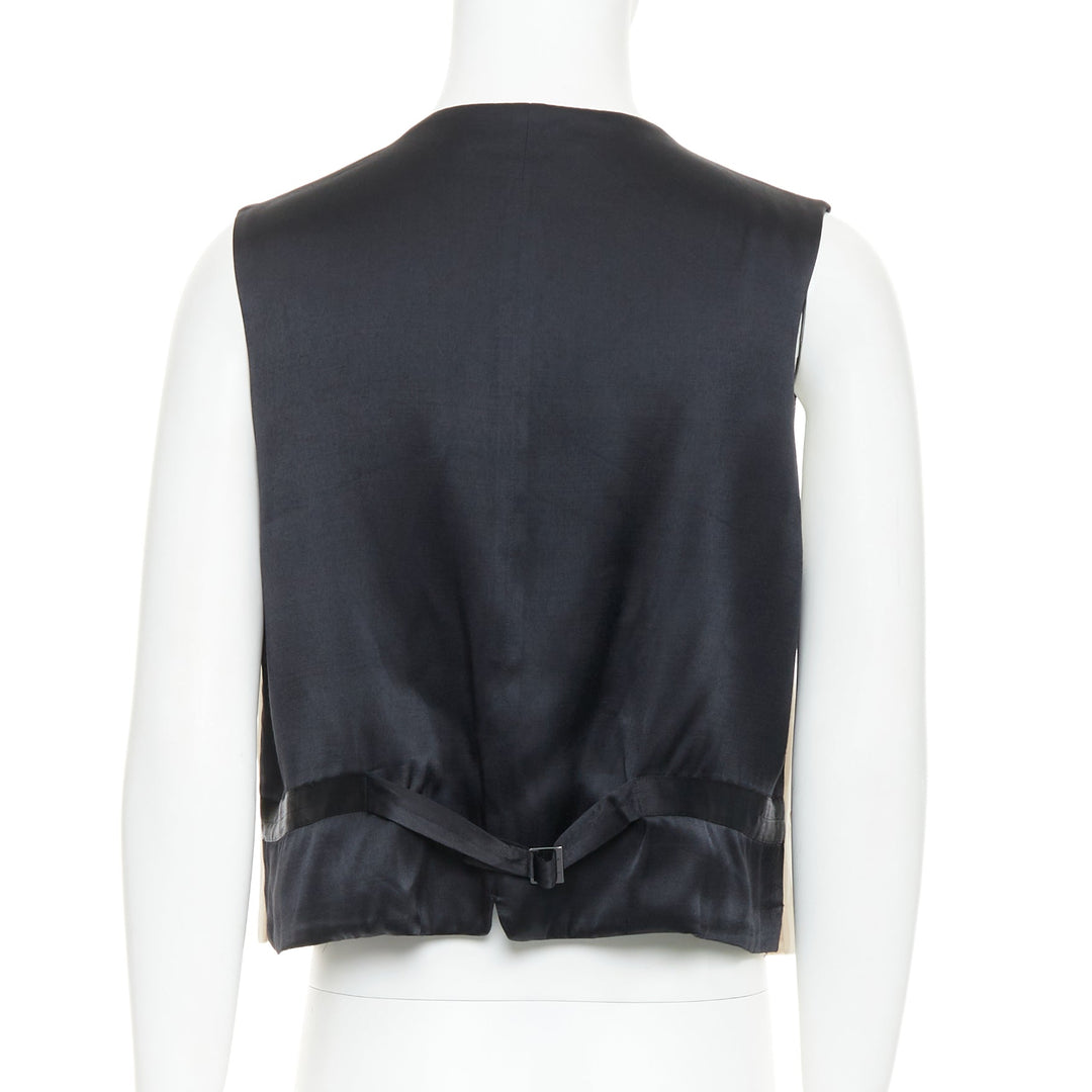 YOHJI YAMAMOTO HOMME beige wool front black silk blend back waist coat