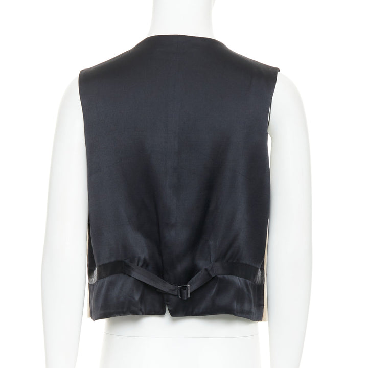 YOHJI YAMAMOTO HOMME beige wool front black silk blend back waist coat