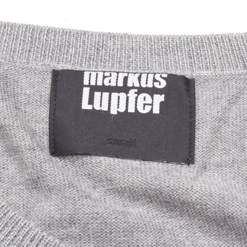 MARKUS LUPFER grey knit red lips sequins sweater S