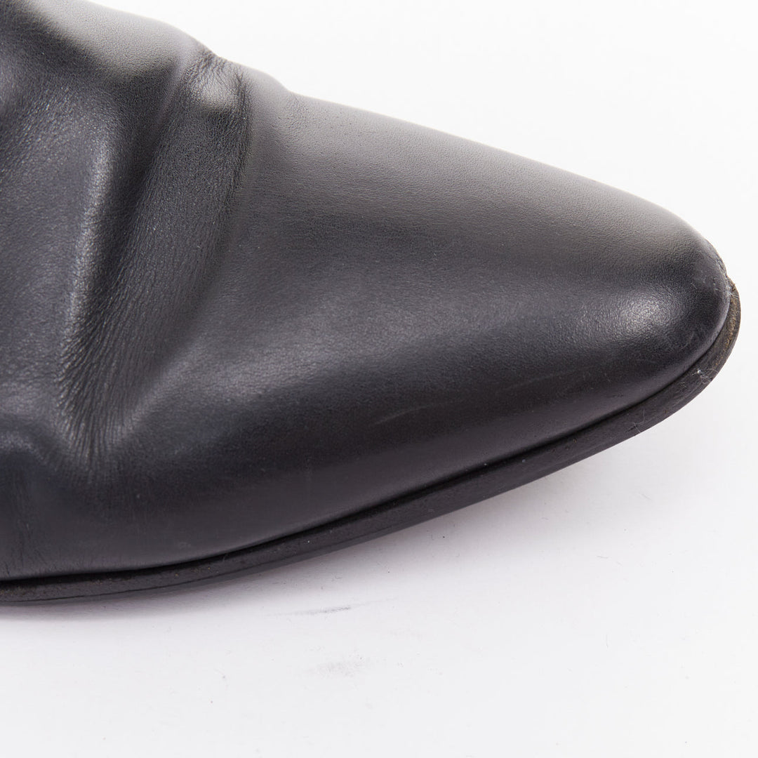 SAINT LAURENT Cropped Jodhpur 20 black leather silver buckl ankle boots EU41