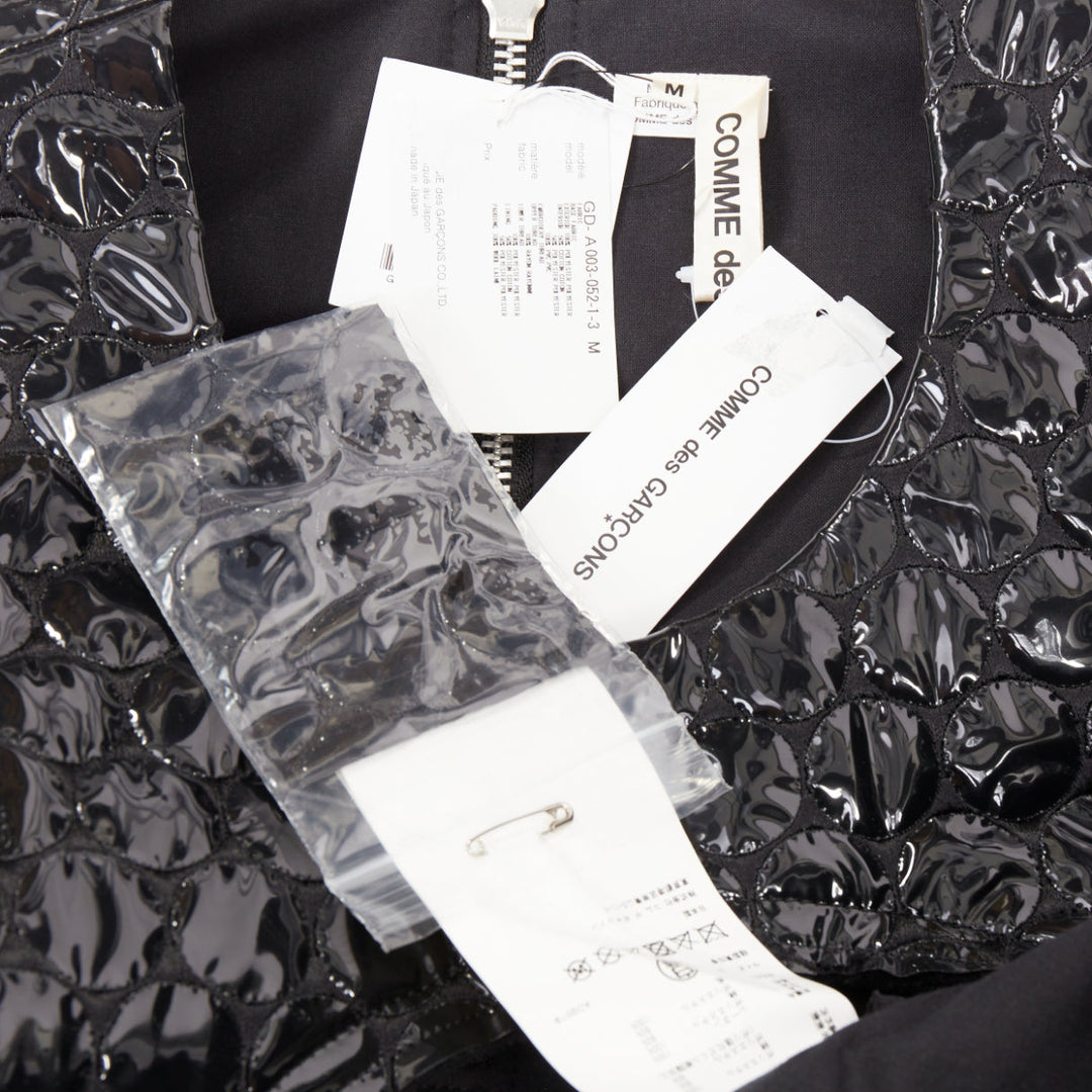 rare COMME DES GARCONS 2019 Runway PVC bubble quilted cutout pannier dress S