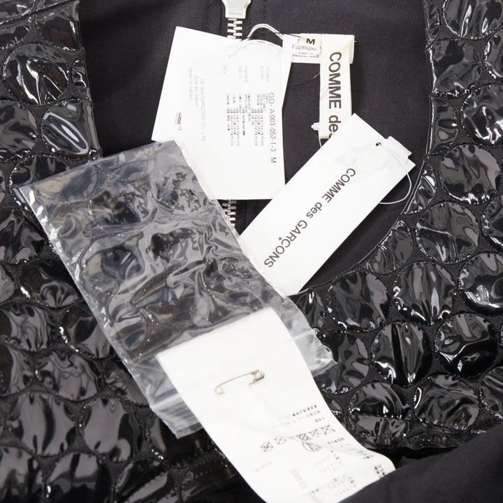 rare COMME DES GARCONS 2019 Runway PVC bubble quilted cutout pannier dress S