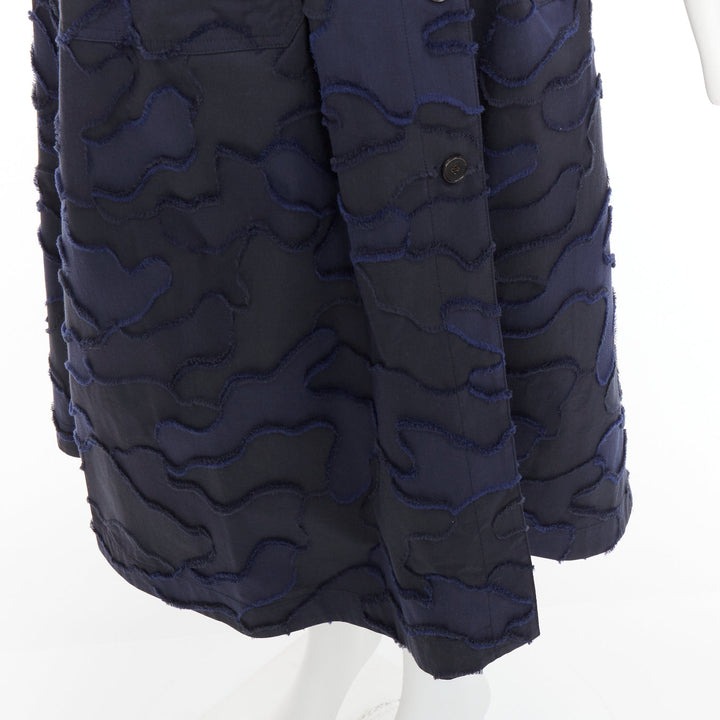CHRISTIAN DIOR 2020 Runway navy cotton camouflage jacquard midi skirt FR34 XS