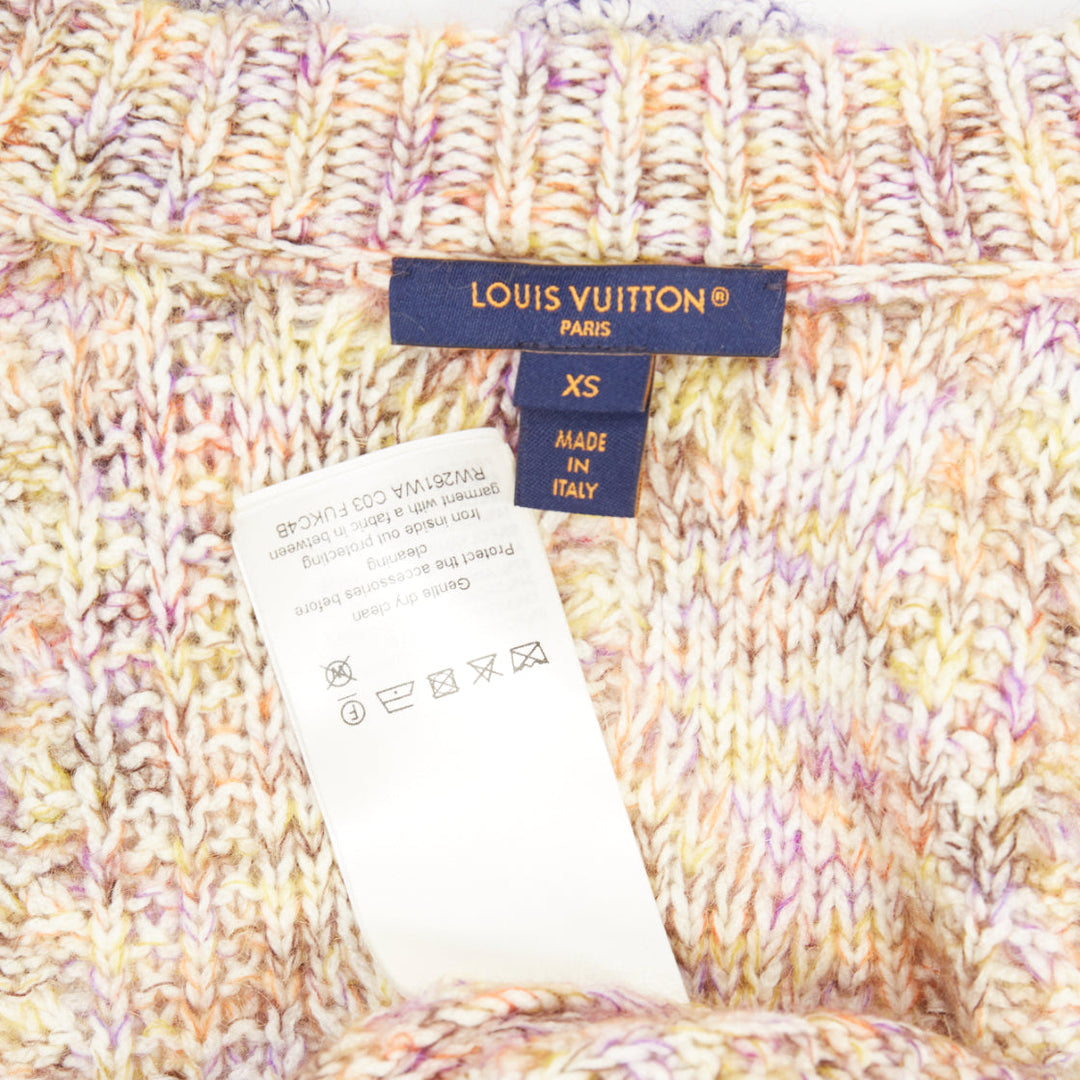 LOUIS VUITTON 2026 Knitted Flower Collar cable multicolor mix knit cardigan XS