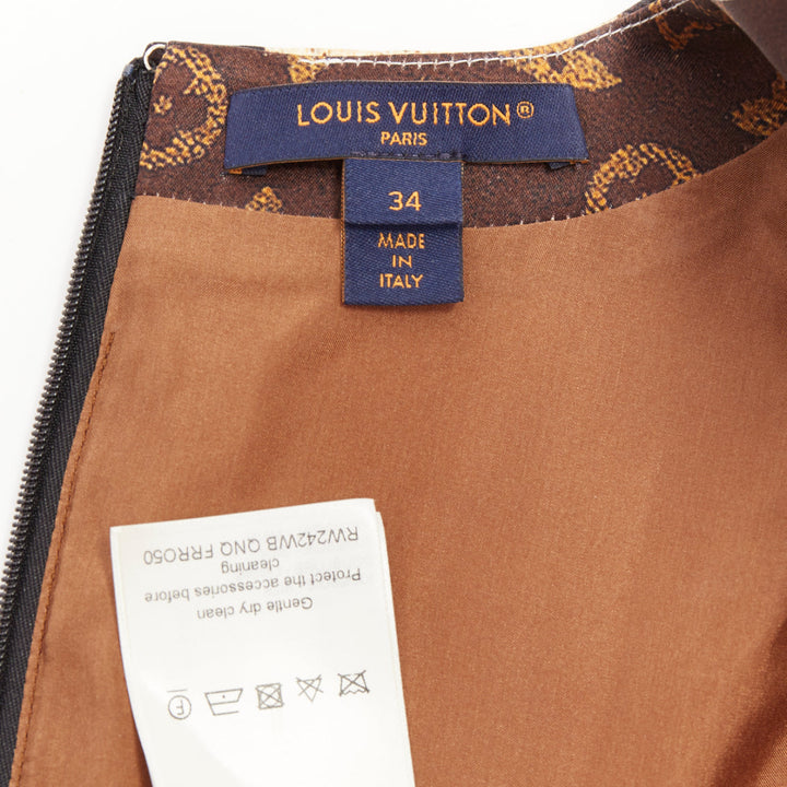LOUIS VUITTON 2024 Runway Monogram LV Trunk Pleat sleeveless mini dress FR36 S