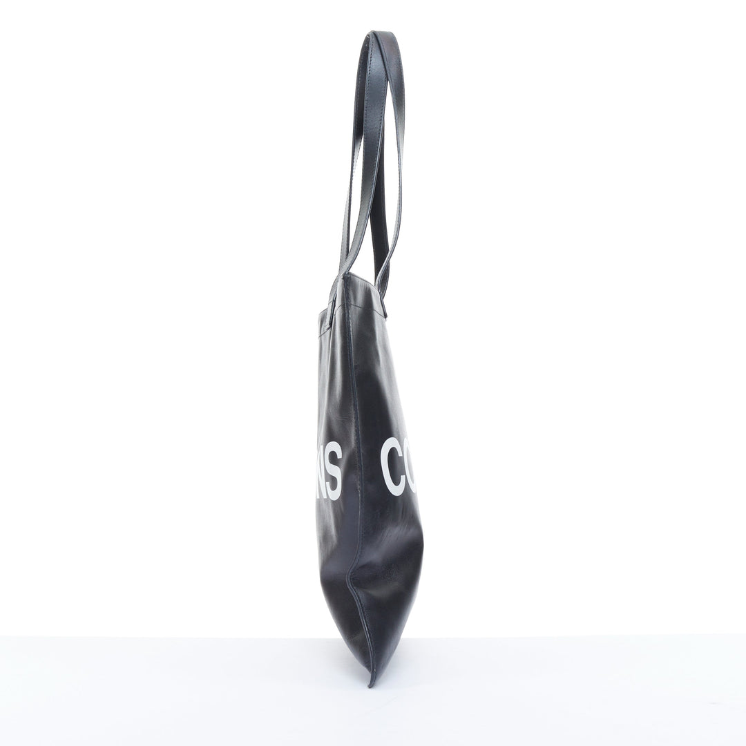 COMME DES GARCONS Huge Logo black calfskin leather print shopper tote bag