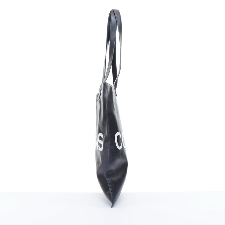 COMME DES GARCONS Huge Logo black calfskin leather print shopper tote bag