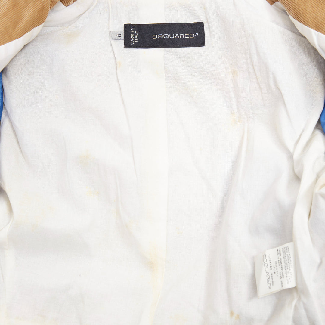 DSQUARED2 2004 Runway brown navy plaid duffle Montgomery cropped jacket IT40 S