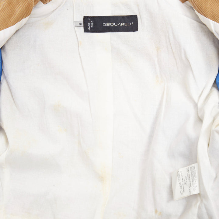 DSQUARED2 2004 Runway brown navy plaid duffle Montgomery cropped jacket IT40 S