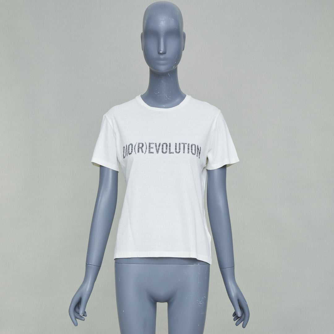 CHRISTIAN DIOR 2017 Runway Dio(r)evolution beige cotton linen print tshirt S