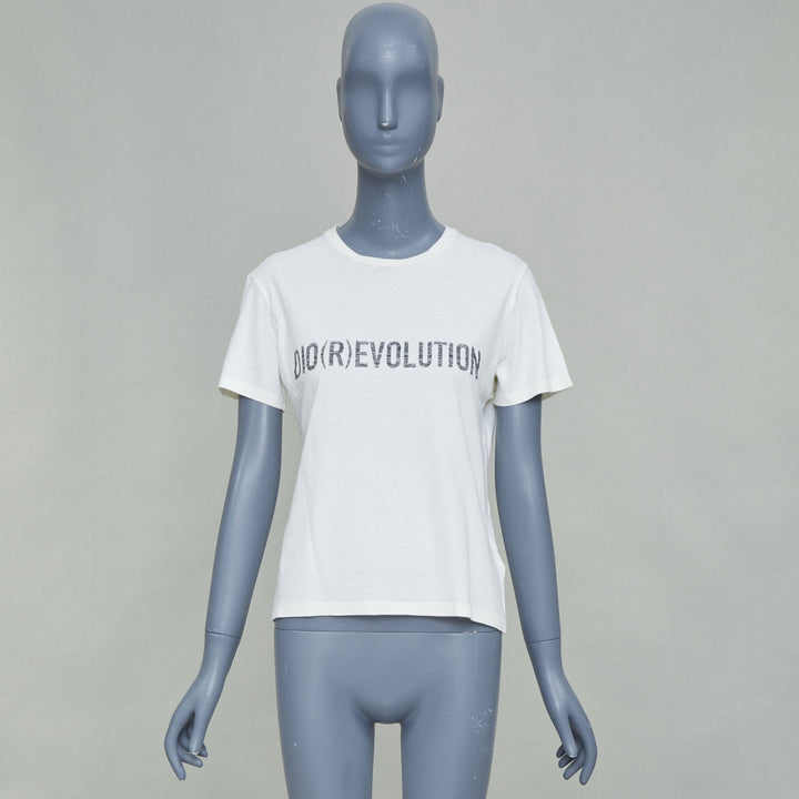CHRISTIAN DIOR 2017 Runway Dio(r)evolution beige cotton linen print tshirt S