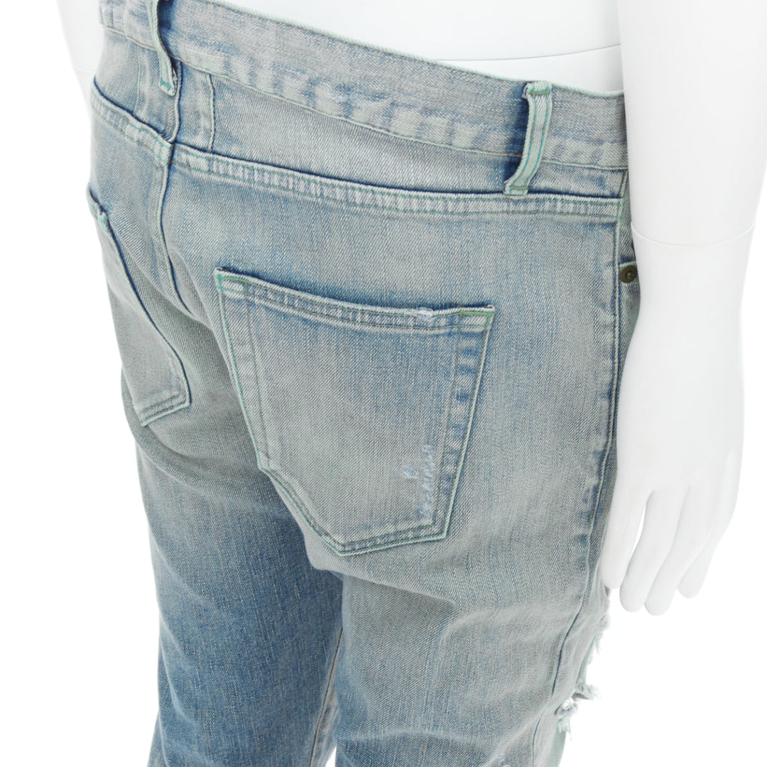 SAINT LAURENT D02 M/SK UW Cras Distressed blue ripped jeans 33"