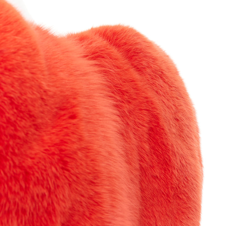 rare SAINT LAURENT 2016 Runway red fox fur heart shaped cape coat Rihanna
