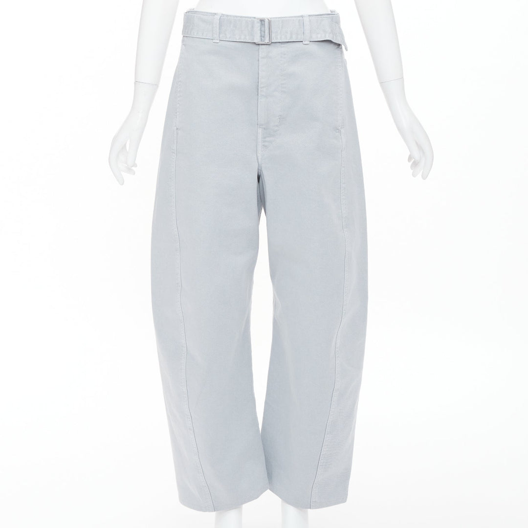 LEMAIRE 2025 light blue washed cotton utility high waist belt balloon pants XS
