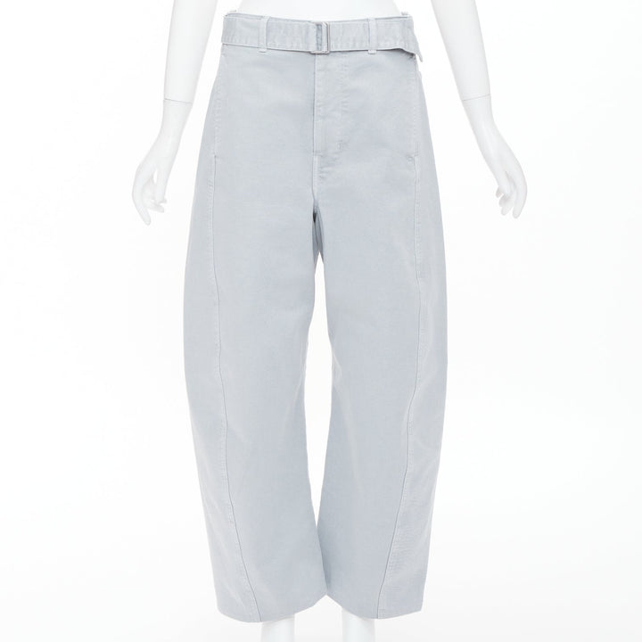 LEMAIRE 2025 light blue washed cotton utility high waist belt balloon pants XS