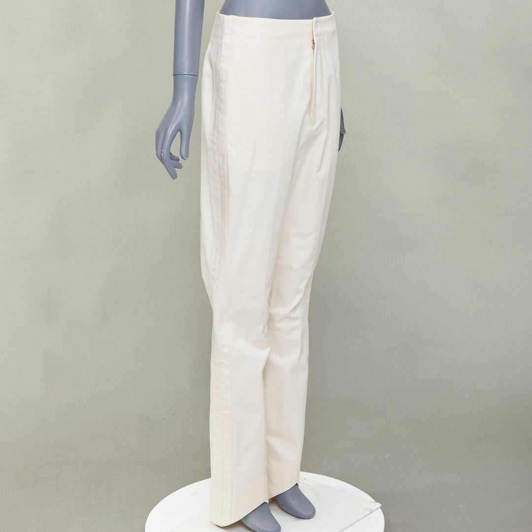 COLVILLE ivory cream cotton twill taped v raised hem harem pants IT42 M