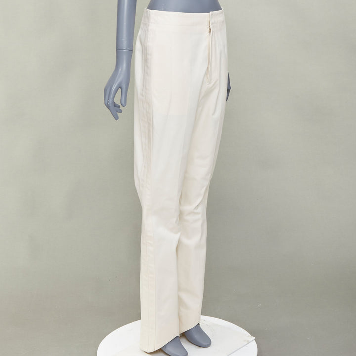 COLVILLE ivory cream cotton twill taped v raised hem harem pants IT42 M