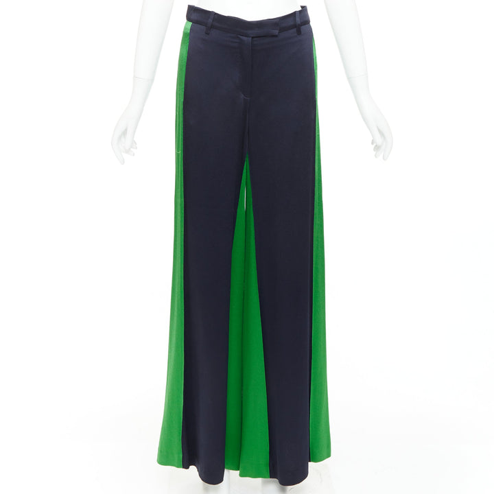 VALENTINO navy green two tone colorblock wide leg trousers IT38 XS