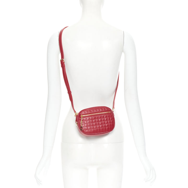 CELINE Hedi Slimane 2019 C Charm red quilted small crossbody camera bag