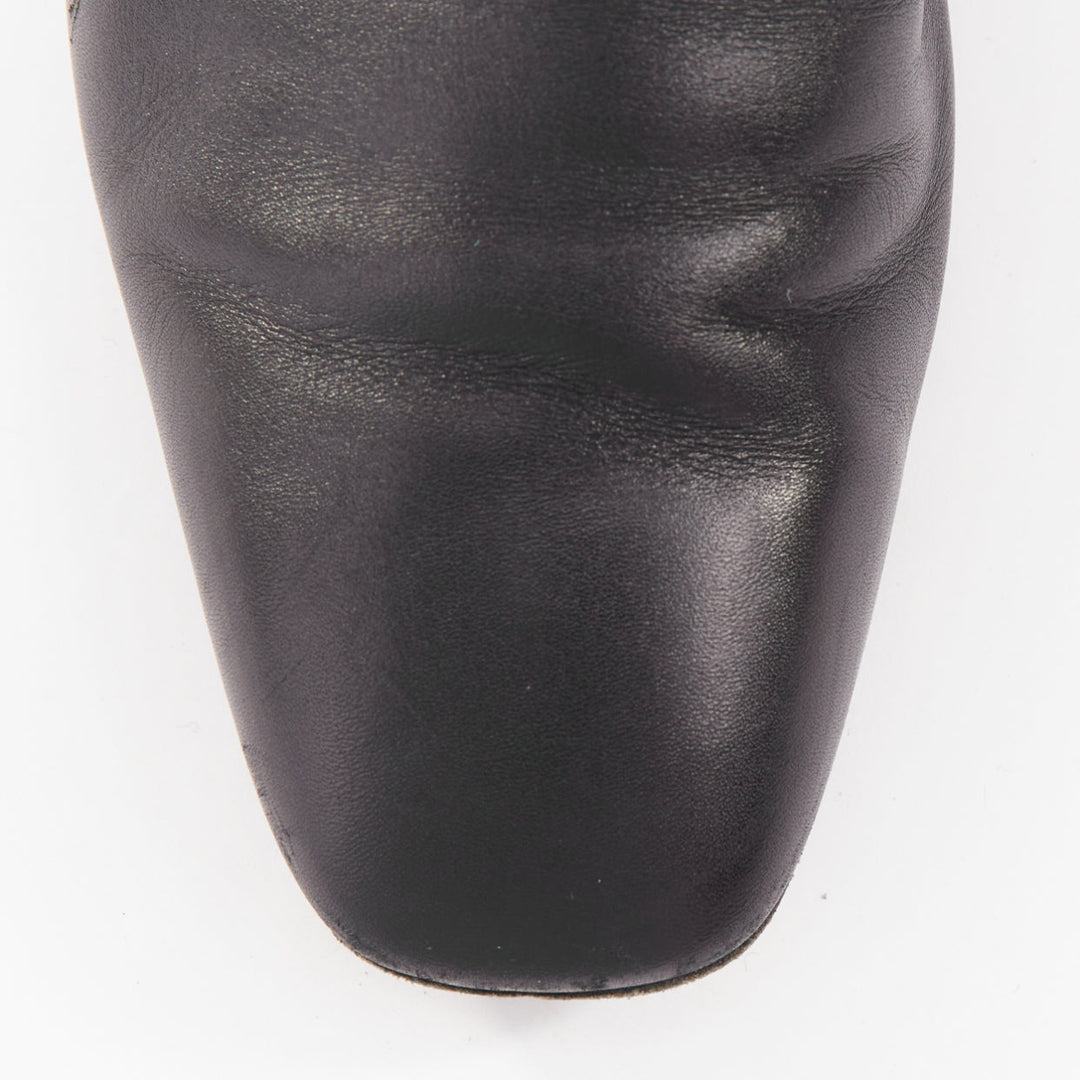 ROGER VIVIER Belle black patent leather split buckle pointy kitten boots EU38
