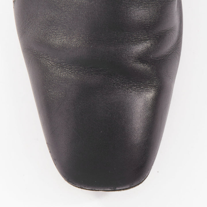 ROGER VIVIER Belle black patent leather split buckle pointy kitten boots EU38