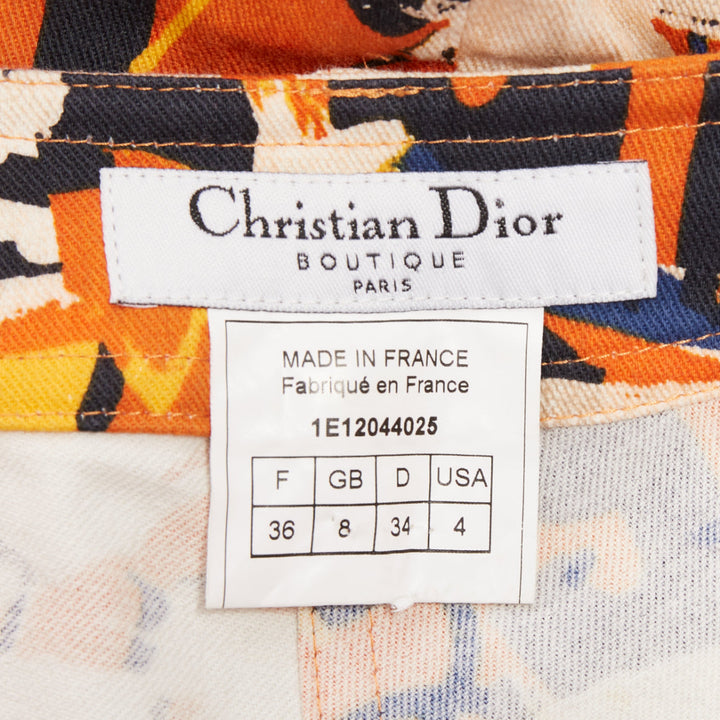 CHRISTIAN DIOR 2001 Runway John Galliano orange poster graphic denim jeans FR36