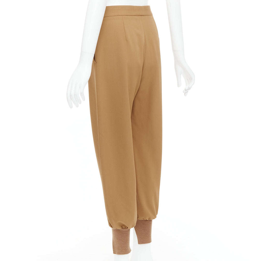 STELLA MCCARTNEY camel ribbed hem balloon tapered pants IT36 XXS