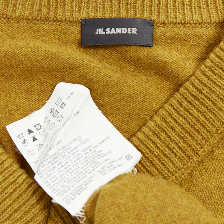 JIL SANDER wool cashmere mustard brown  v neck sweater IT46 S