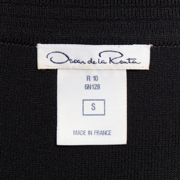 OSCAR DE LA RENTA R10 black viscose blend cowl neck short top S