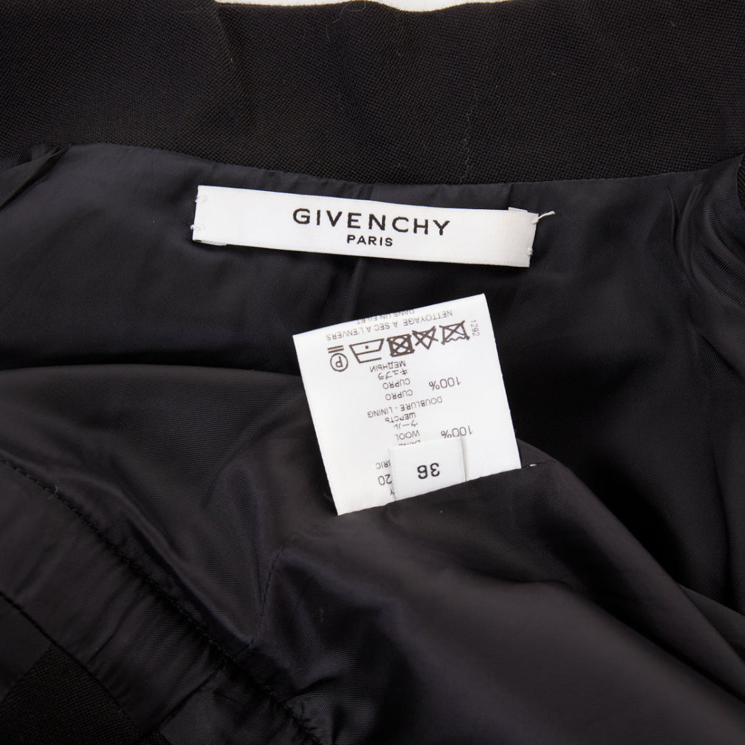 GIVENCHY black wool belted high low tailcoat jacket IT40 S
