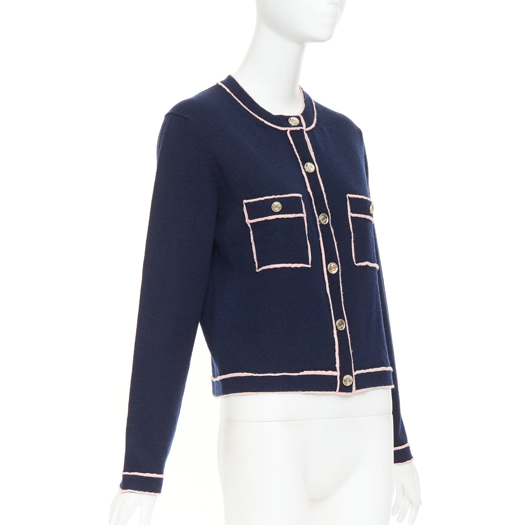 CHANEL 21P Runway 100% cashmere No. 5 button cardigans FR40 L