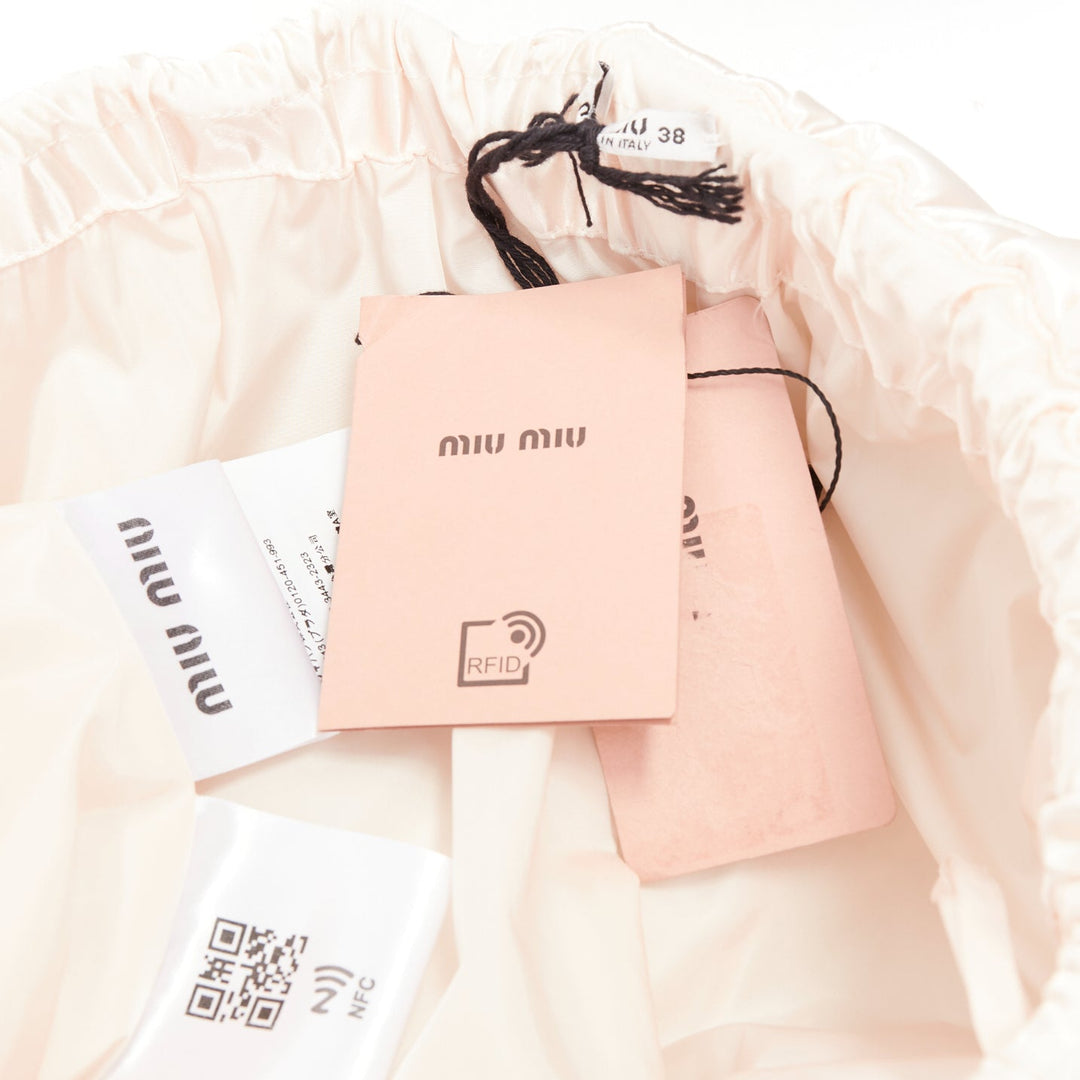 MIU MIU 2021 Runway Winter Pants off white quilted nylon wide pants IT38 XS