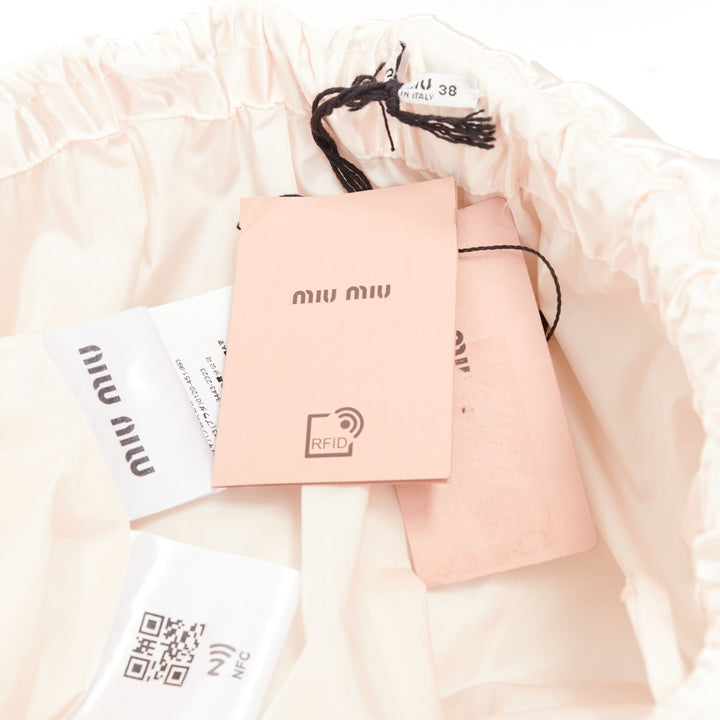MIU MIU 2021 Runway Winter Pants off white quilted nylon wide pants IT38 XS
